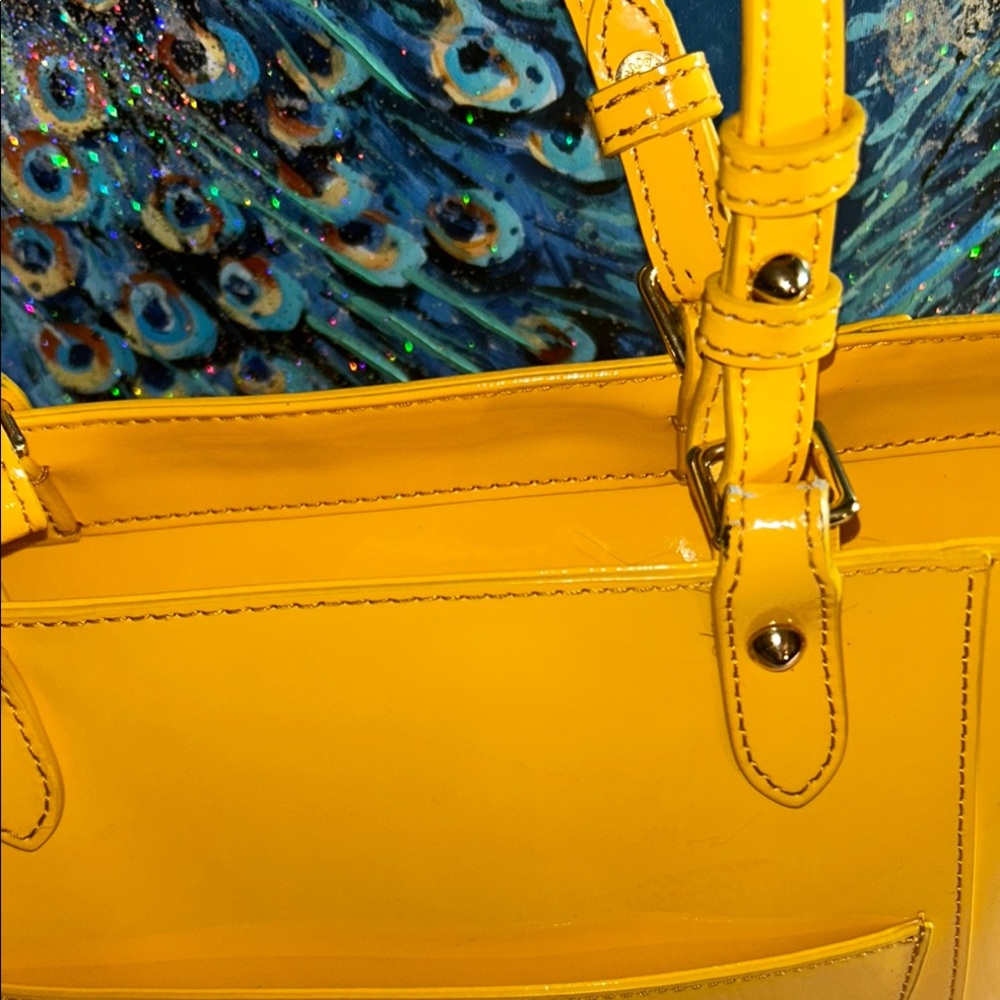 Dooney & Bourke Bright Yellow Patent Leather Tote Bag - Picture 6 of 16